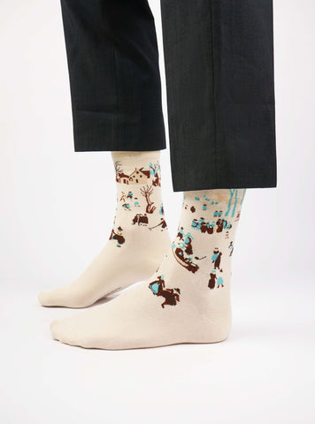 Paysage d'hiver avec patineurs