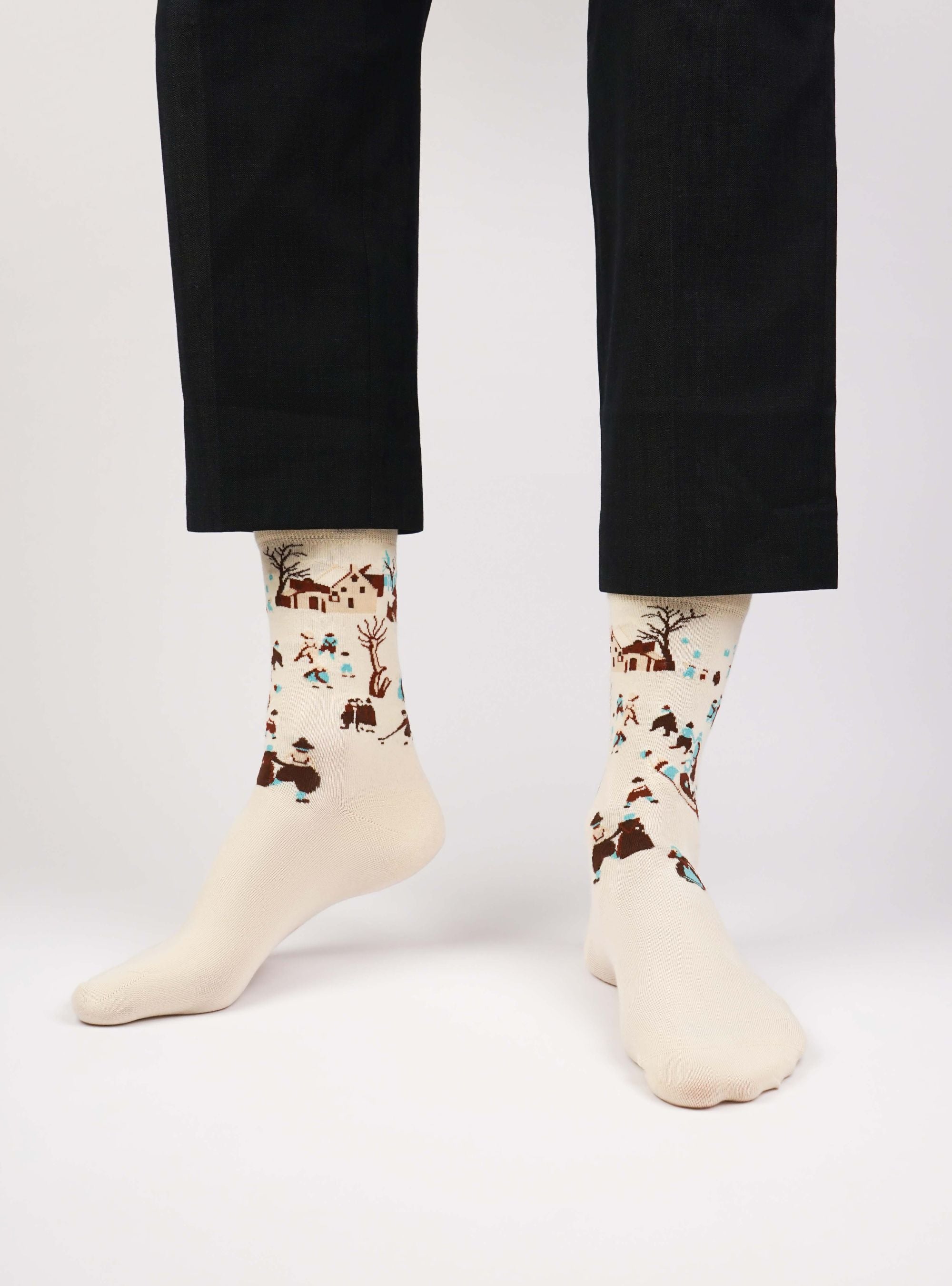 Paysage d'hiver avec patineurs