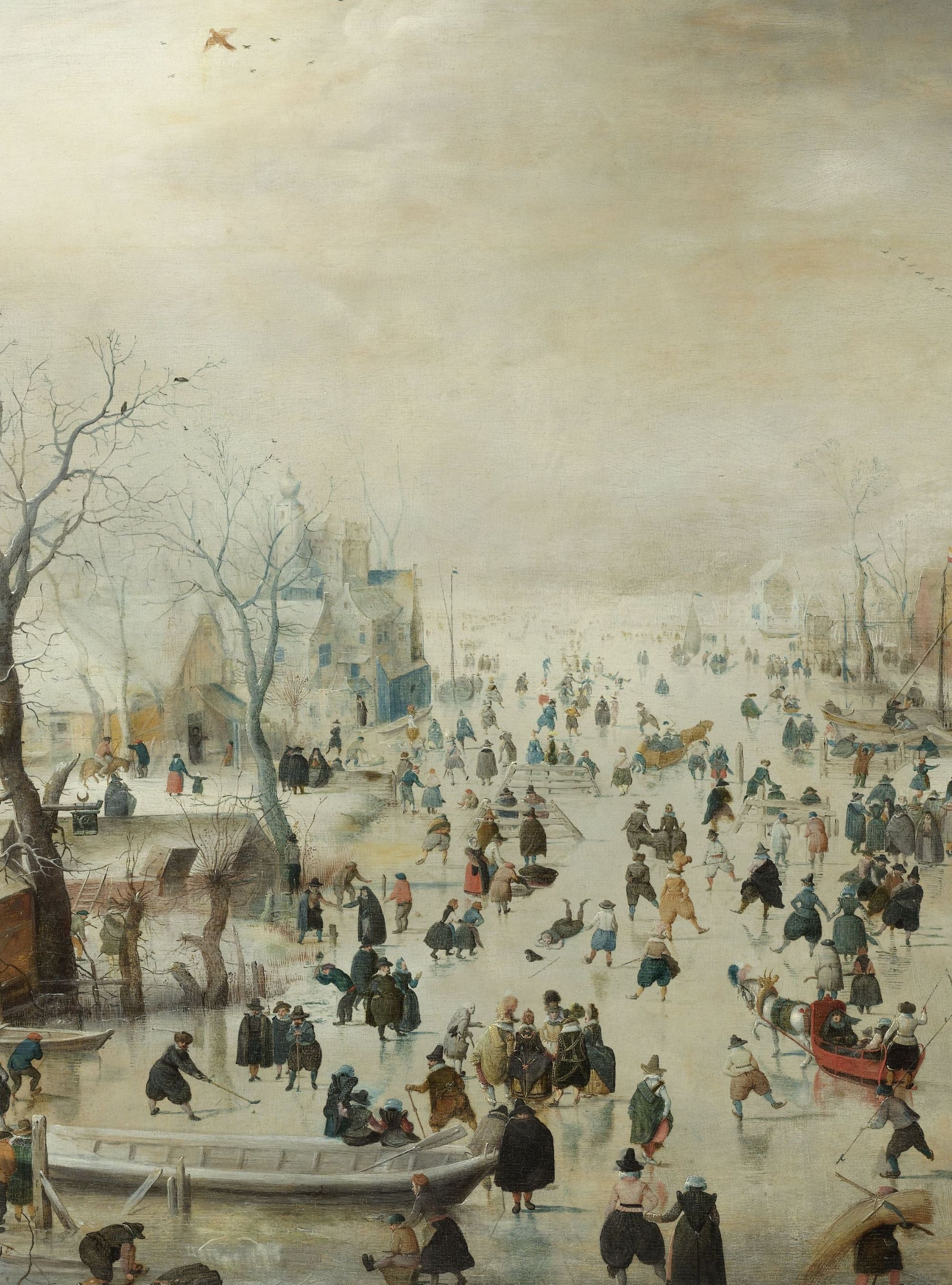 Paysage d'hiver avec patineurs
