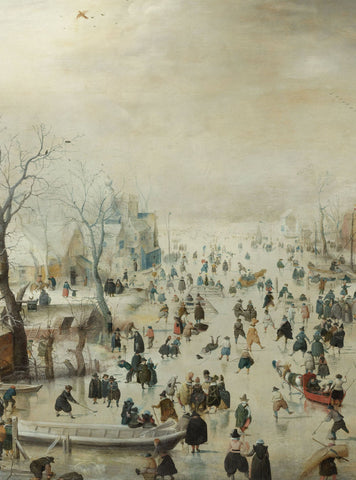Paysage d'hiver avec patineurs