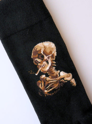 Crâne d'un Squelette avec une Cigarette Allumée