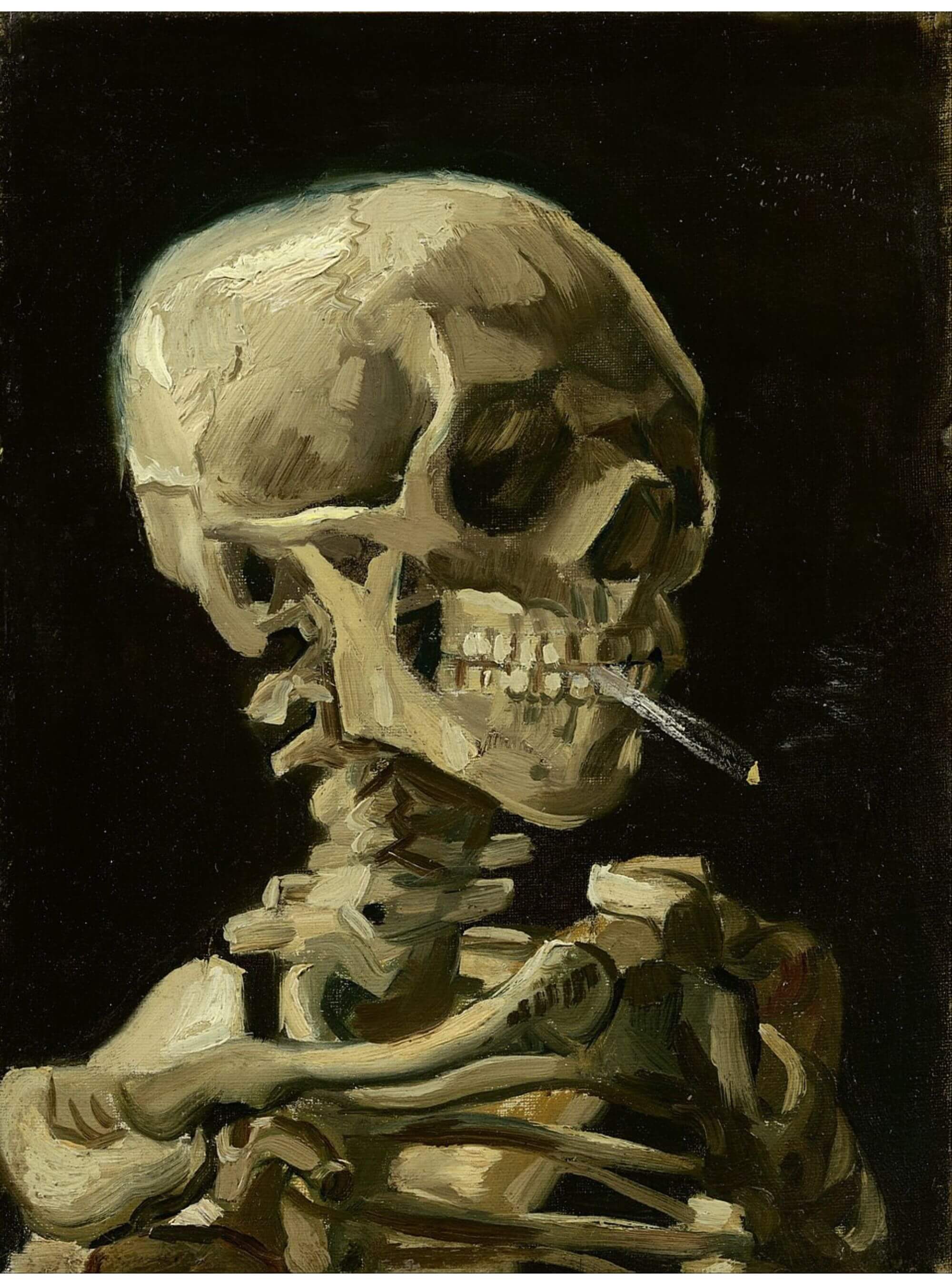 Crâne d'un Squelette avec une Cigarette Allumée